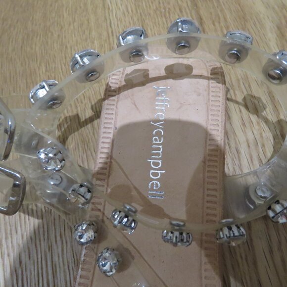 JEFFREY CAMPBELL Amaryl Clear Crystal Studded Flat Sandals Shoes - Size US 8 - Picture 7 of 13